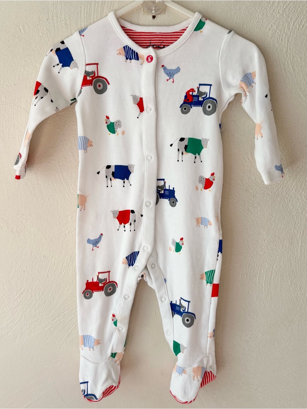 Joules Baby Ziggy White Farm One Piece Pajamas